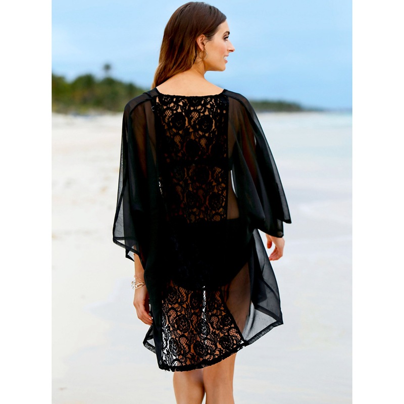 F4575   Back Lace Chiffon Beach Dress